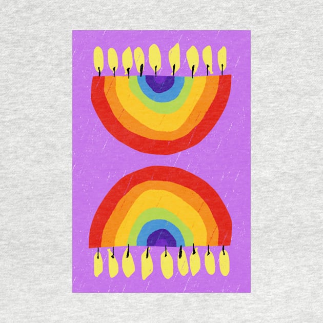 Rainbow Chanukiah Lilac Print by TillaCrowne